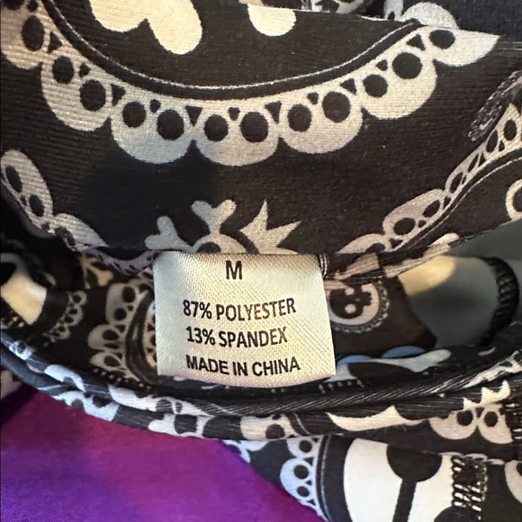 Loudmouth Leggings EUCWomen’s Sz M Skulls Paisley Black & White Halloween - Picture 7 of 8